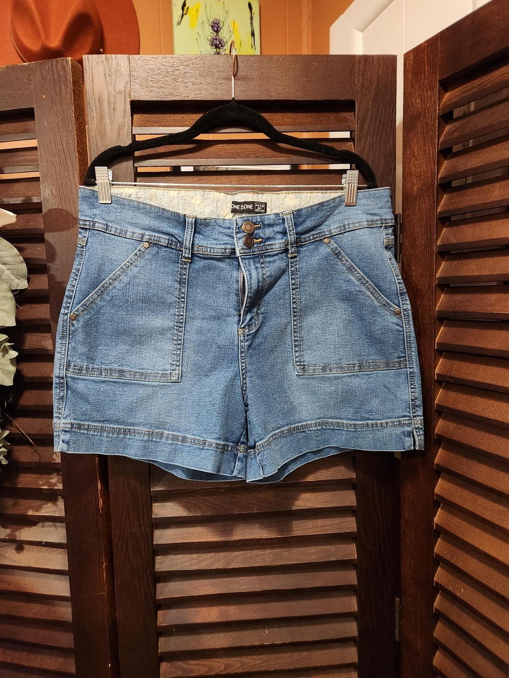 one 5 one Light Blue Denim Patch-Pocket Shorts